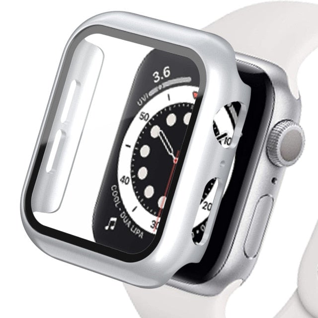 Glass+Matte Watch Cover  for Apple Watch Case 45mm 41mm 44mm 40mm 42mm 38mm  Bumper+Screen Protector for Iwatch SE 7 6 5 4 3 2 1