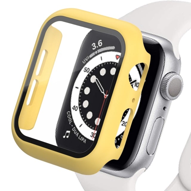 Glass+Matte Watch Cover  for Apple Watch Case 45mm 41mm 44mm 40mm 42mm 38mm  Bumper+Screen Protector for Iwatch SE 7 6 5 4 3 2 1