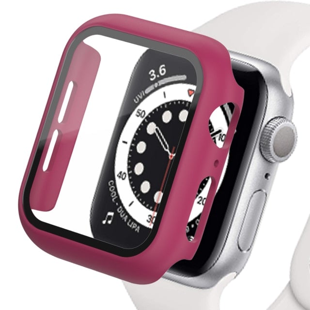 Glass+Matte Watch Cover  for Apple Watch Case 45mm 41mm 44mm 40mm 42mm 38mm  Bumper+Screen Protector for Iwatch SE 7 6 5 4 3 2 1