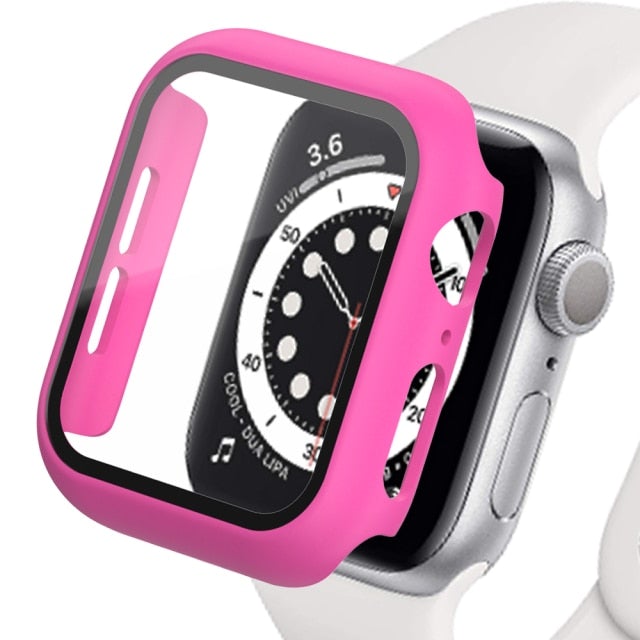 Glass+Matte Watch Cover  for Apple Watch Case 45mm 41mm 44mm 40mm 42mm 38mm  Bumper+Screen Protector for Iwatch SE 7 6 5 4 3 2 1