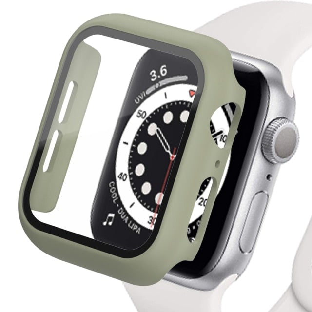 Glass+Matte Watch Cover  for Apple Watch Case 45mm 41mm 44mm 40mm 42mm 38mm  Bumper+Screen Protector for Iwatch SE 7 6 5 4 3 2 1