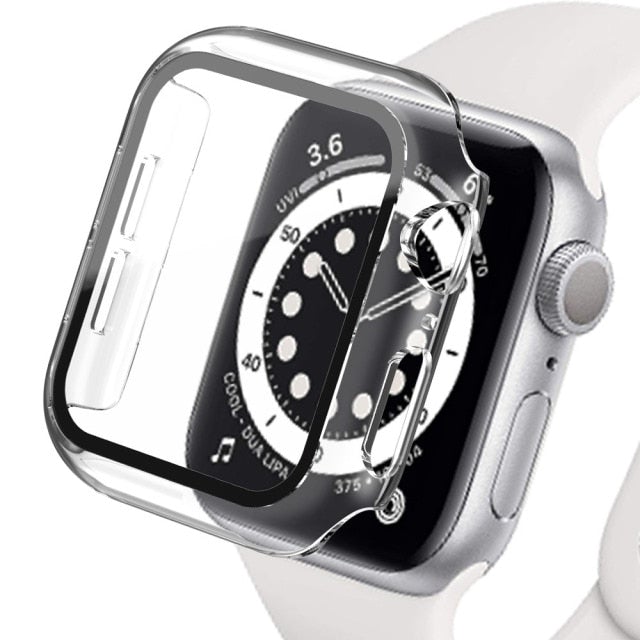 Glass+Matte Watch Cover  for Apple Watch Case 45mm 41mm 44mm 40mm 42mm 38mm  Bumper+Screen Protector for Iwatch SE 7 6 5 4 3 2 1