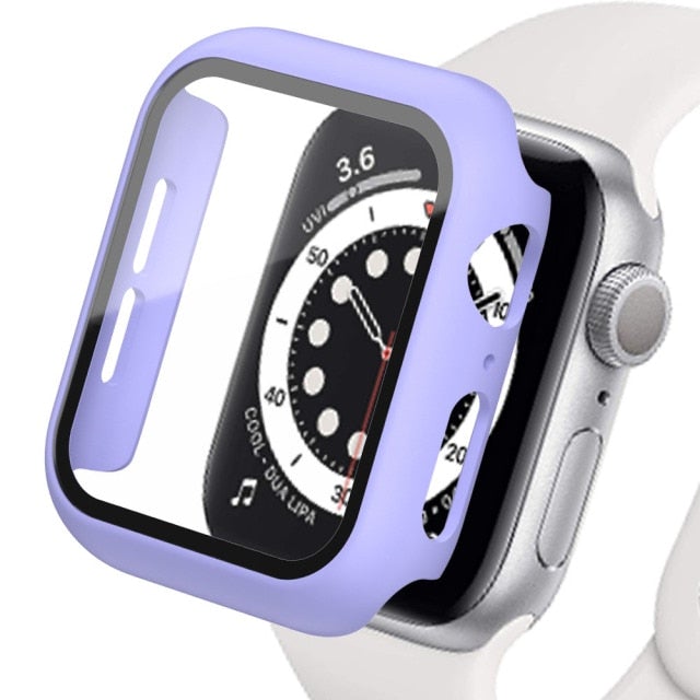 Glass+Matte Watch Cover  for Apple Watch Case 45mm 41mm 44mm 40mm 42mm 38mm  Bumper+Screen Protector for Iwatch SE 7 6 5 4 3 2 1