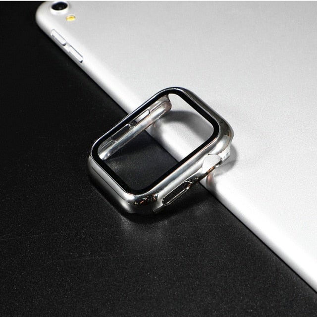 Glass+Case For Apple Watch Series 7 6 5 4 3 SE 45mm 41mm 44mm 40mm 42mm/38 iWatch Screen Protector+Cover Apple Watch Accessories