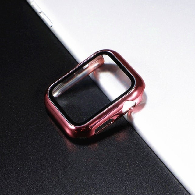 Glass+Case For Apple Watch Series 7 6 5 4 3 SE 45mm 41mm 44mm 40mm 42mm/38 iWatch Screen Protector+Cover Apple Watch Accessories