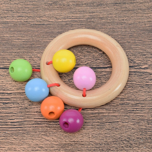 Baby Montessori Educational Math Toy Wooden mini Circles Bead Wire Maze Roller Coaster Abacus Puzzle toys For Kids Boy Girl Gift