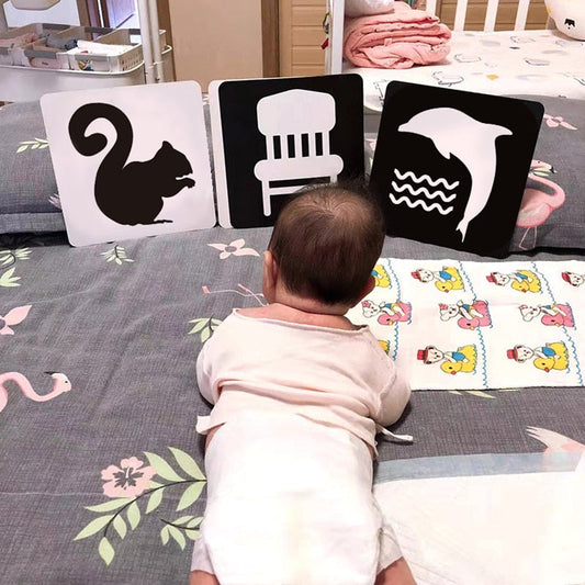 Montessori Baby Visual Stimulation Card Toys Black White Flash Cards High Contrast Visual Stimulation Learning