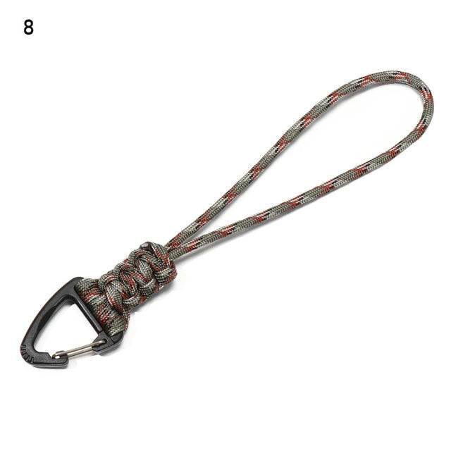 2PC 19 Styles Paracord Keychain Military Braided Nylon Lanyard With Metal Triangle Buckle High Strength Parachute Cord Carabiner