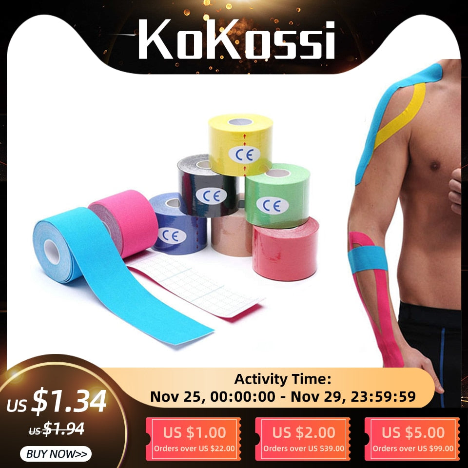 KoKossi One Piece Kinesiology Tape Muscle Bandage Sports Cotton Elastic Adhesive Strain Injury Tape Knee Muscle Pain Relief