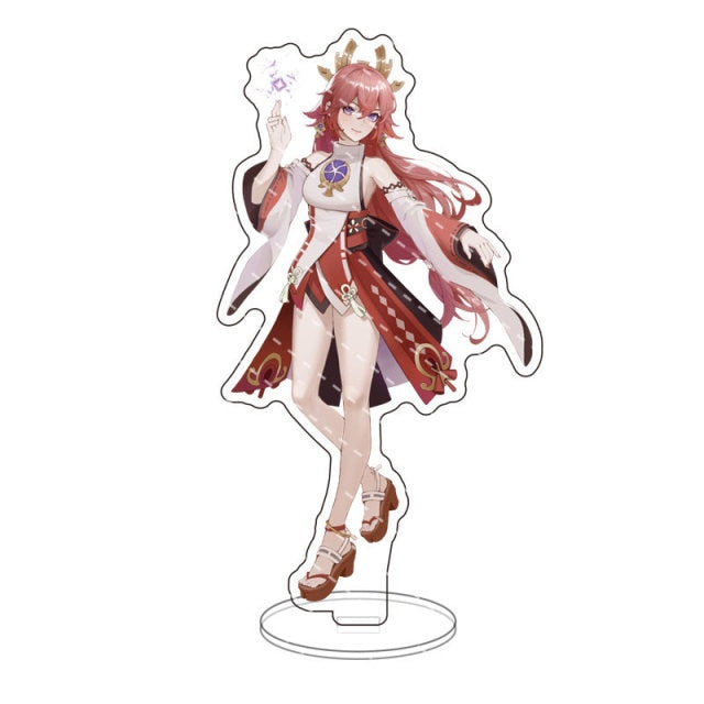 Anime Figure Genshin Impact Xiao Venti Hutao Zhongli Acrylic Stand Model Plate Desk Decor Standing Sign Keychain for Fans Gifts