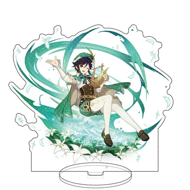 Anime Figure Genshin Impact Zhongli Diluc Venti Klee Keqing Qiqi Acrylic Stand Model Plate Desk Decor Standing Sign Fans Gifts