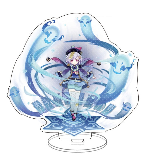 Anime Figure Genshin Impact Zhongli Diluc Venti Klee Keqing Qiqi Acrylic Stand Model Plate Desk Decor Standing Sign Fans Gifts