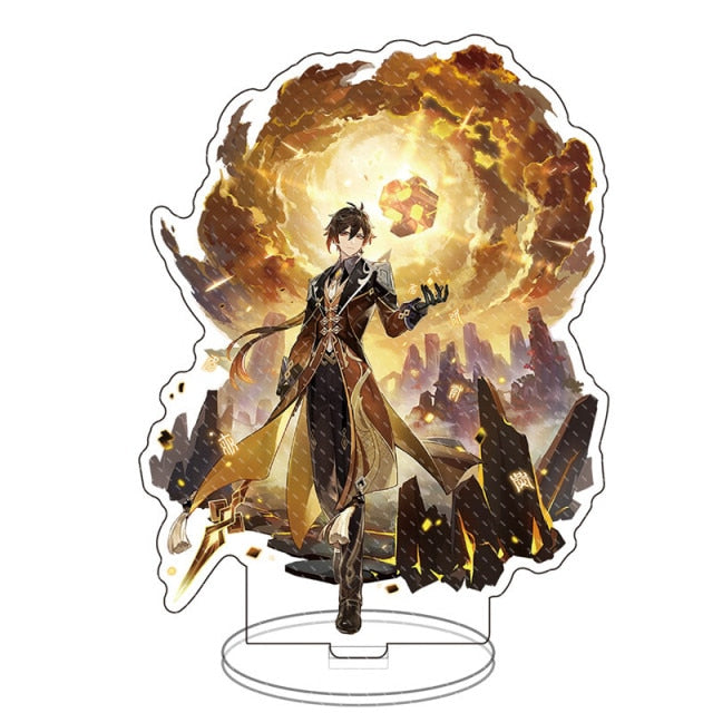 Anime Figure Genshin Impact Zhongli Diluc Venti Klee Keqing Qiqi Acrylic Stand Model Plate Desk Decor Standing Sign Fans Gifts