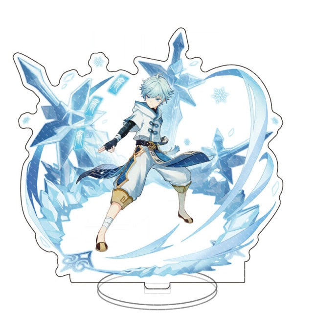 Anime Figure Genshin Impact Zhongli Diluc Venti Klee Keqing Qiqi Acrylic Stand Model Plate Desk Decor Standing Sign Fans Gifts