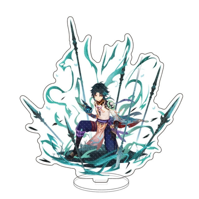 Anime Figure Genshin Impact Zhongli Diluc Venti Klee Keqing Qiqi Acrylic Stand Model Plate Desk Decor Standing Sign Fans Gifts