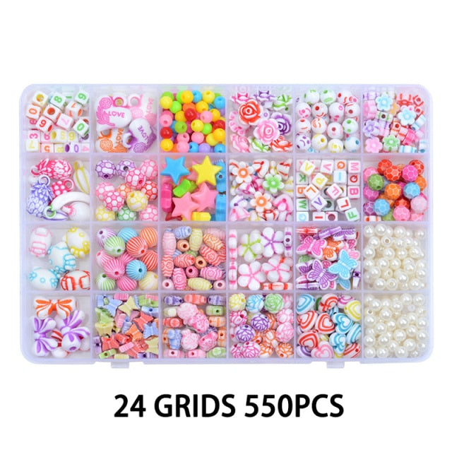 700pcs DIY Handmade Beaded Children's Toy Creative Loose Spacer Beads Crafts Making Bracelet Necklace Jewelry Kit Girl Toy Gift