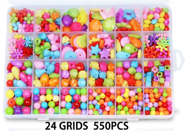 700pcs DIY Handmade Beaded Children's Toy Creative Loose Spacer Beads Crafts Making Bracelet Necklace Jewelry Kit Girl Toy Gift