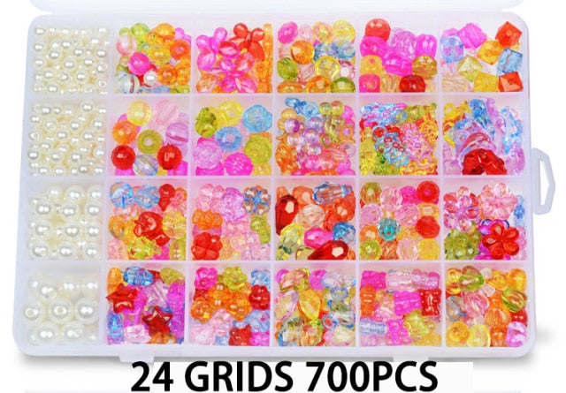 700pcs DIY Handmade Beaded Children's Toy Creative Loose Spacer Beads Crafts Making Bracelet Necklace Jewelry Kit Girl Toy Gift