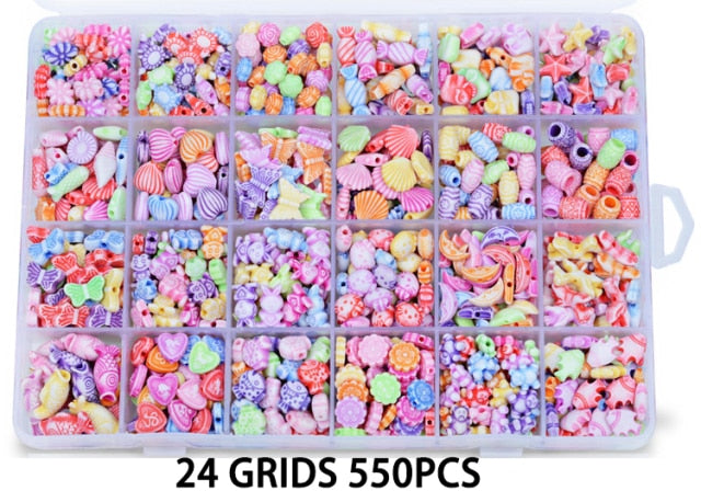 700pcs DIY Handmade Beaded Children's Toy Creative Loose Spacer Beads Crafts Making Bracelet Necklace Jewelry Kit Girl Toy Gift