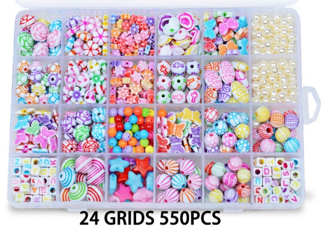 700pcs DIY Handmade Beaded Children's Toy Creative Loose Spacer Beads Crafts Making Bracelet Necklace Jewelry Kit Girl Toy Gift