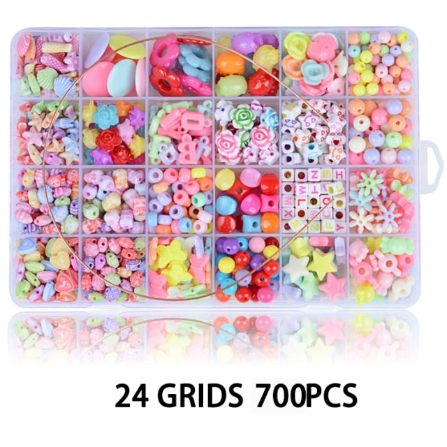 700pcs DIY Handmade Beaded Children's Toy Creative Loose Spacer Beads Crafts Making Bracelet Necklace Jewelry Kit Girl Toy Gift