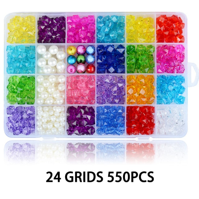 700pcs DIY Handmade Beaded Children's Toy Creative Loose Spacer Beads Crafts Making Bracelet Necklace Jewelry Kit Girl Toy Gift