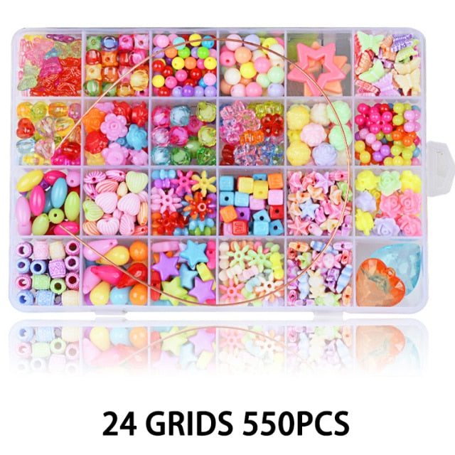 700pcs DIY Handmade Beaded Children's Toy Creative Loose Spacer Beads Crafts Making Bracelet Necklace Jewelry Kit Girl Toy Gift