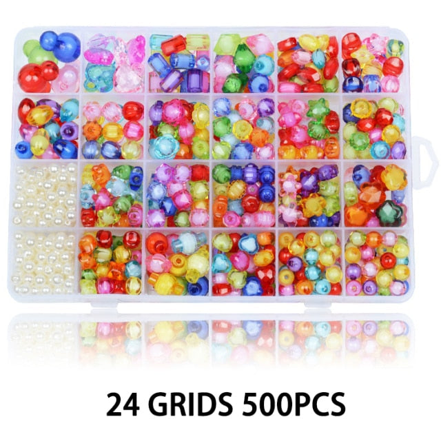 700pcs DIY Handmade Beaded Children's Toy Creative Loose Spacer Beads Crafts Making Bracelet Necklace Jewelry Kit Girl Toy Gift