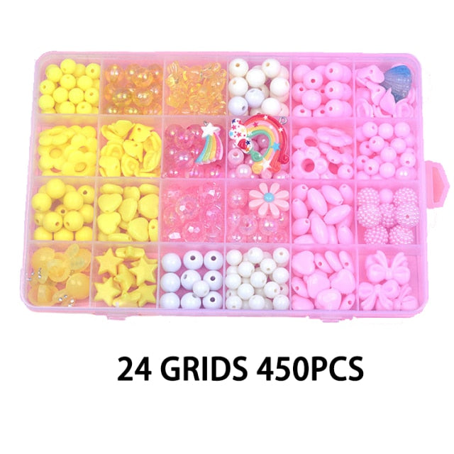 700pcs DIY Handmade Beaded Children's Toy Creative Loose Spacer Beads Crafts Making Bracelet Necklace Jewelry Kit Girl Toy Gift