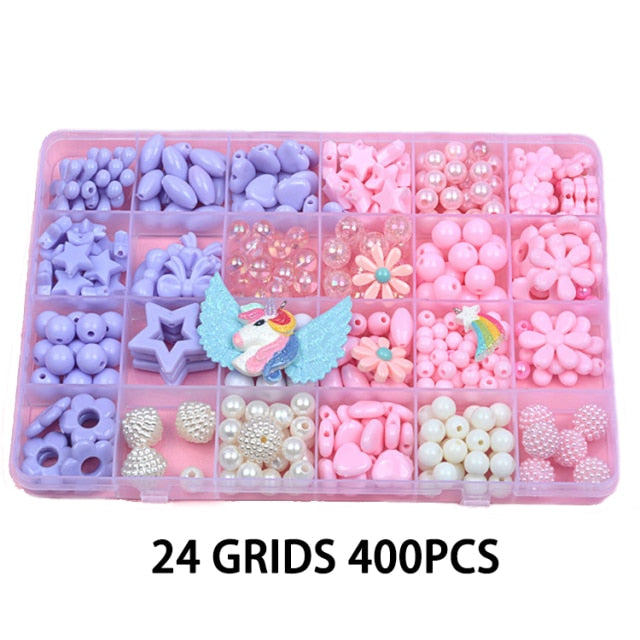 700pcs DIY Handmade Beaded Children's Toy Creative Loose Spacer Beads Crafts Making Bracelet Necklace Jewelry Kit Girl Toy Gift