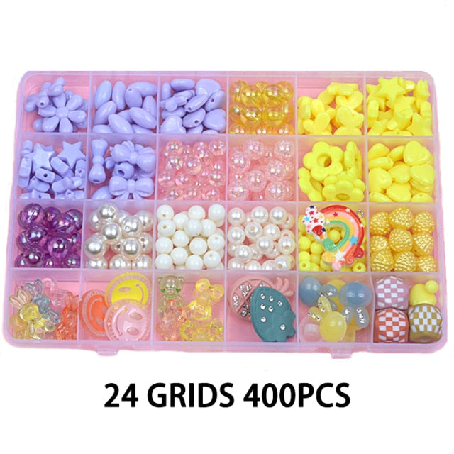 700pcs DIY Handmade Beaded Children's Toy Creative Loose Spacer Beads Crafts Making Bracelet Necklace Jewelry Kit Girl Toy Gift