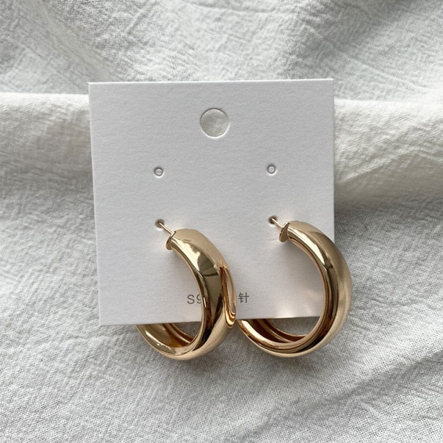 Minimalist Gold/Silver Color Round Earrings for Women Trendy Geometric Drop Statement Earrings Party Fashion Jewelry Gift