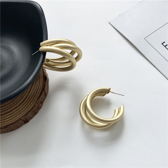 Minimalist Gold/Silver Color Round Earrings for Women Trendy Geometric Drop Statement Earrings Party Fashion Jewelry Gift